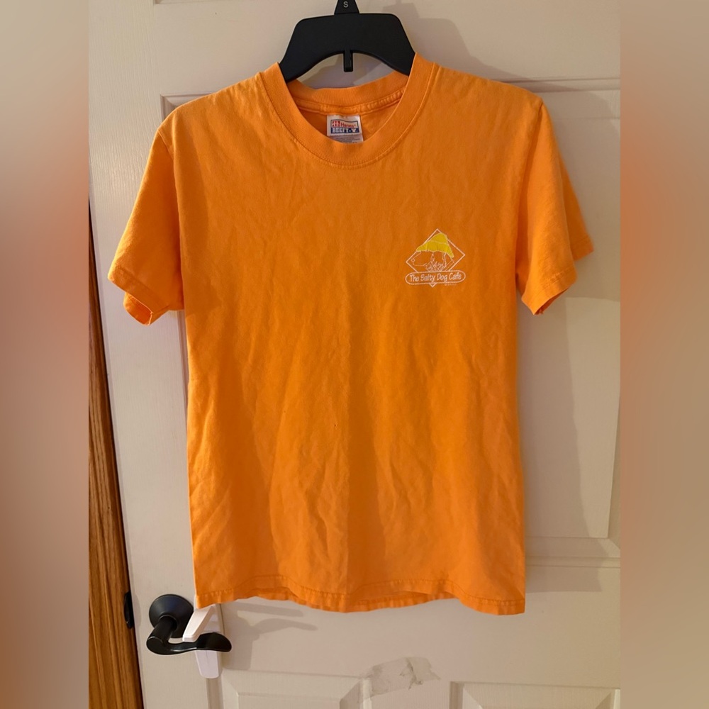 The Salty Dog Cafe crewneck T-shirt. Size Small beefy Hanes call-out in photo